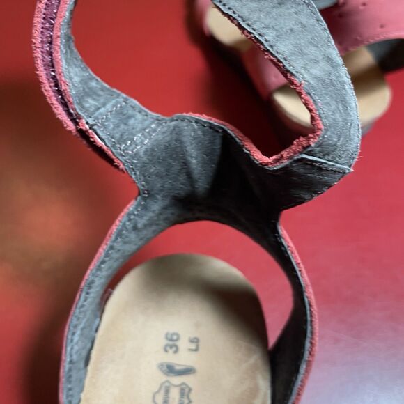 Naot Leather Ankle Strap Sandals Womens EU 36 US 5.5 Pink Israel Comfort Travel - Picture 13 of 14